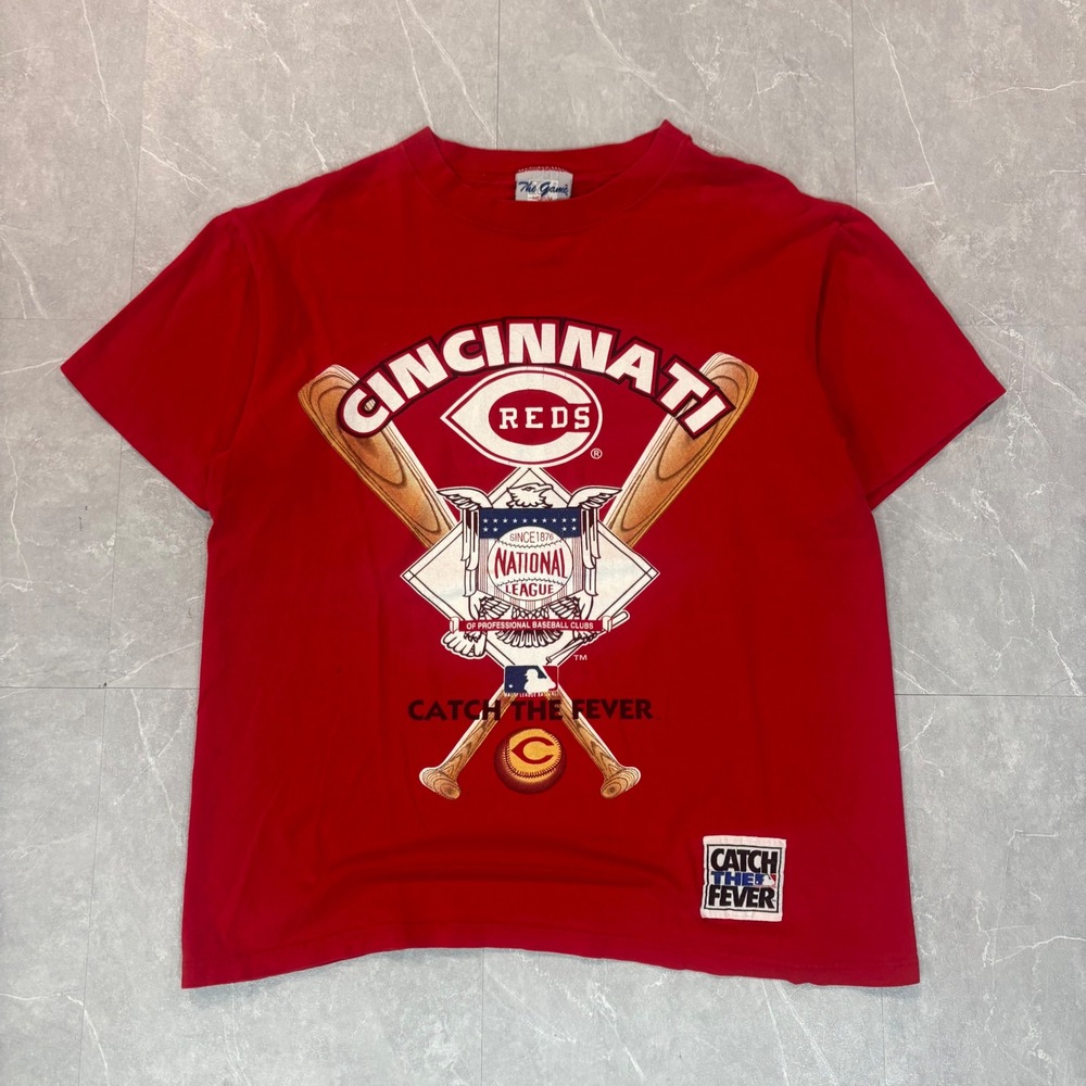 Vintage Cincinnati Reds The Game Catch The Fever T-Shirt Mens Medium Red MLB 90s